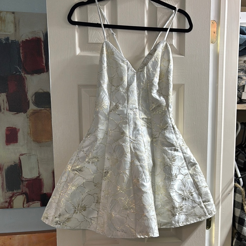 Lulu's White and Gold Dress